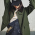 Retro Women's Corduroy Patchwork Jacket – Green Casual Lapel Hunting Style Spring Outerwear with Zipper